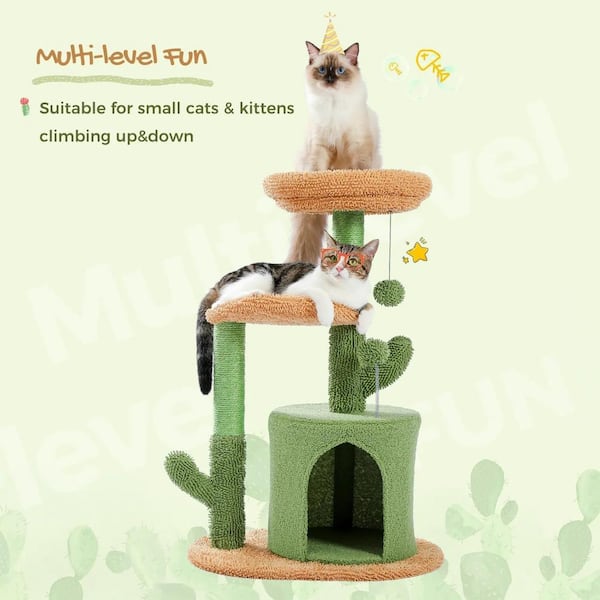 ATENGNES 32 in. Oasis Series Cactus Plush Cat Tree AMT0133GN