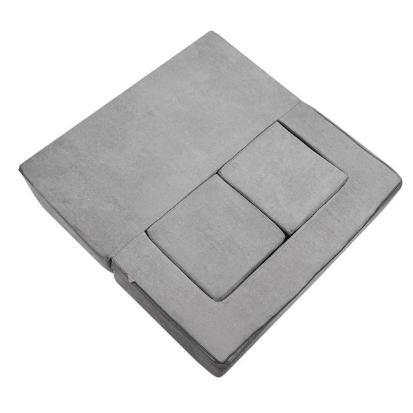 Kids Couch, 4Pcs Modular Kids Play Couch, Toddler Couch Sofa Bed, Kids Chair Seat Playroom, Child Sofa, Grey Plastic