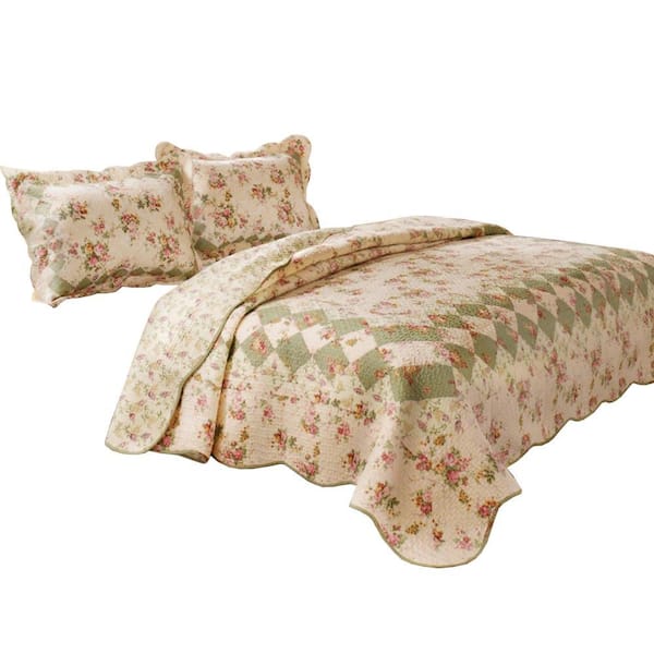 Benjara 3-Piece Multi-Colored Solid King Size Microfiber Quilt Set