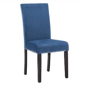Blue Nailhead Velvet Upholstered Dining Chairs (Set Of 2)