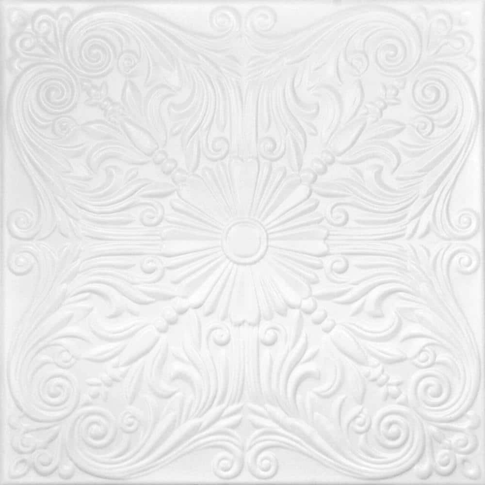 Spanish Silver Ultra Pure White 1.6 ft. x 1.6 ft. Decorative Foam Glue Up C