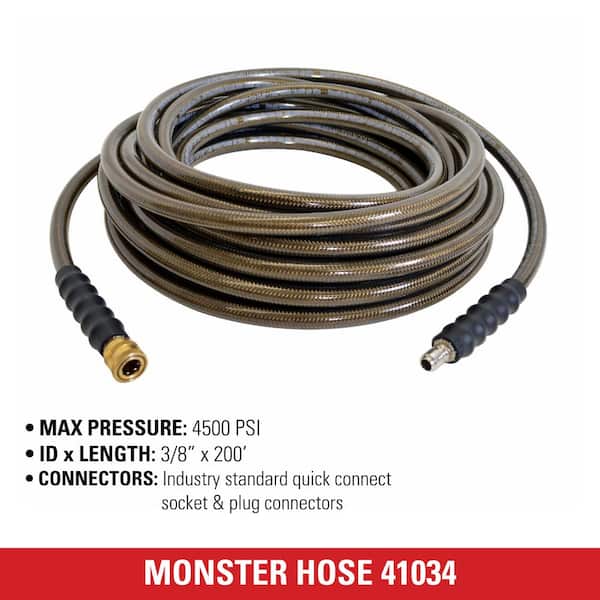 Simpson 3/8 in. x 200 ft. 4,500 PSI Monster Pressure Washer Hose 41034