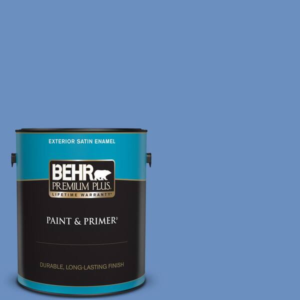 BEHR PREMIUM PLUS 1 gal. Home Decorators Collection #HDC-MD-02 Lapis Lazuli Satin Enamel Exterior Paint & Primer