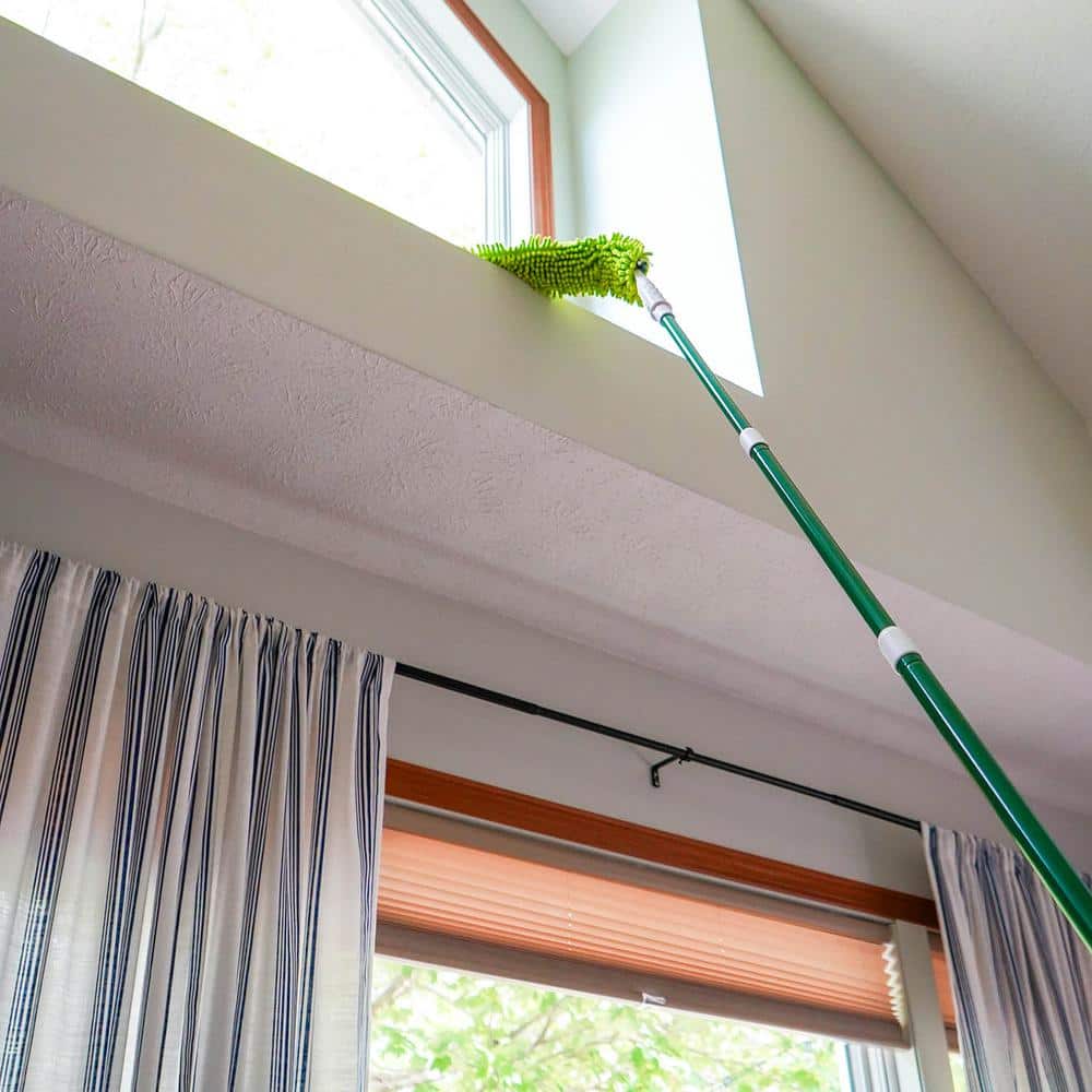 Extendable Green Microfiber Duster with Steel Handle, Pack of 6