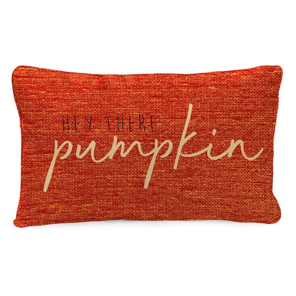 12 in. L x 16 in. W x 5 in. T Rectangular Outdoor Lumbar Pillow in Hey There Pumpkin