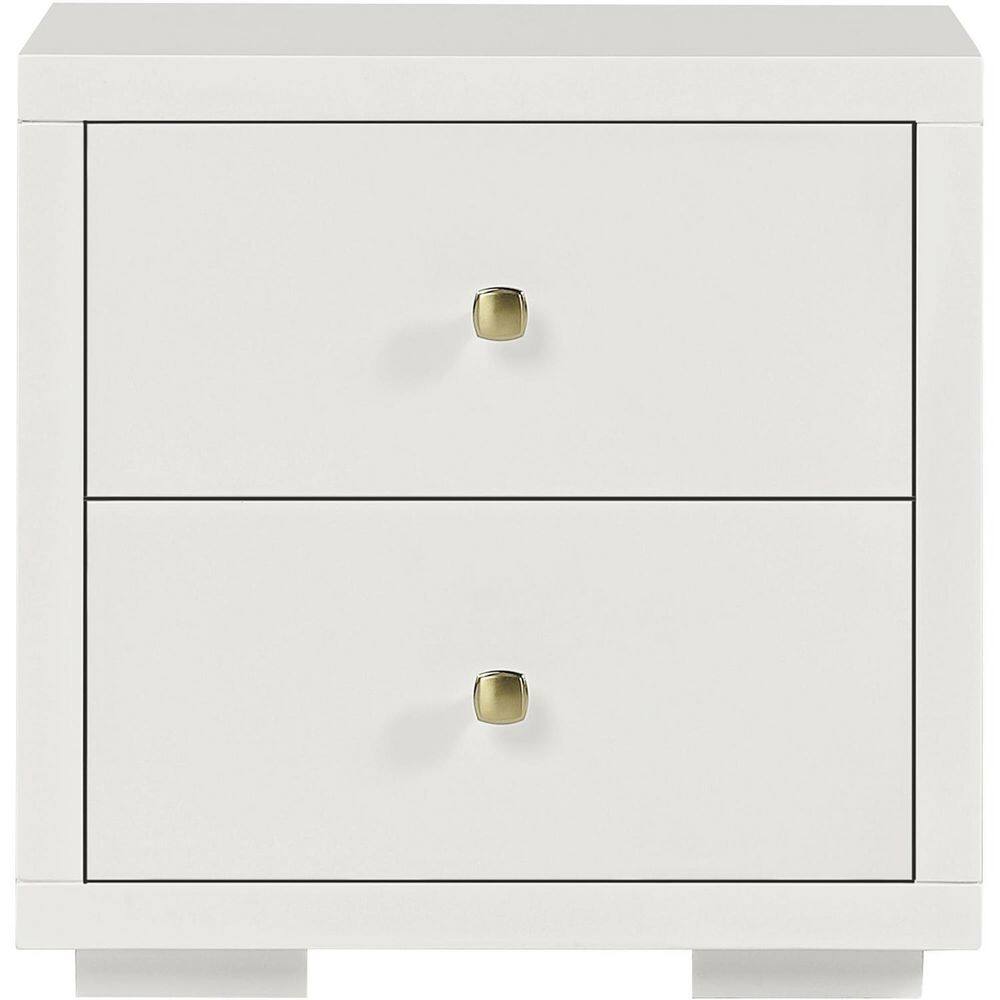 White 2 Drawer 19.7 in. W Nightstand
