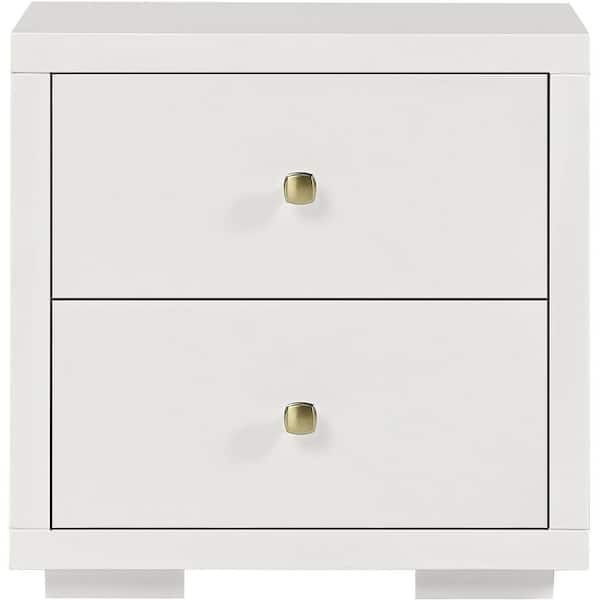 HomeRoots White 2 Drawer 19.7 in. W Nightstand