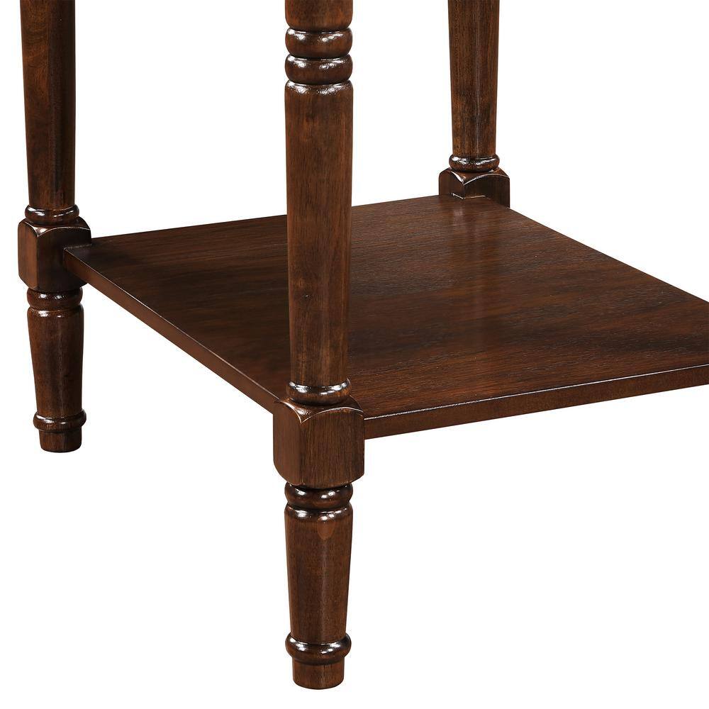 Espresso Wood End Table with Charging Station and Storage