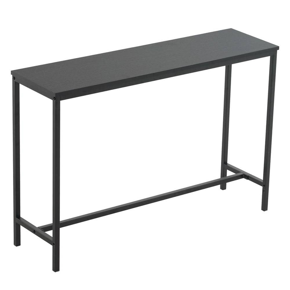 41.34 in. Standard Rectangle Black MDF Wood Console Table with Shelves price history on PriceWatchPro