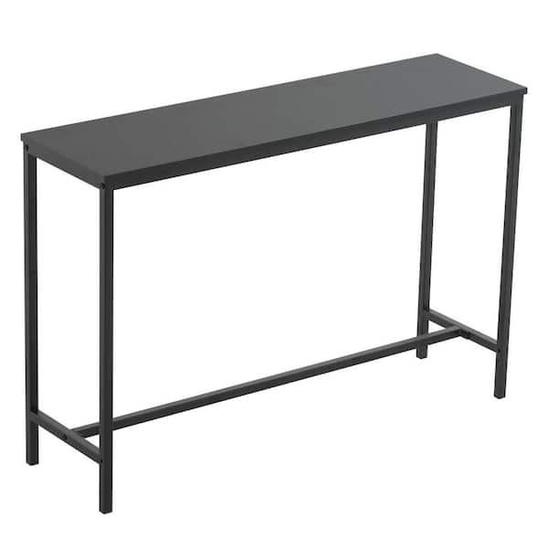Outopee 41.34 in. Standard Rectangle Black MDF Wood Console Table with Shelves