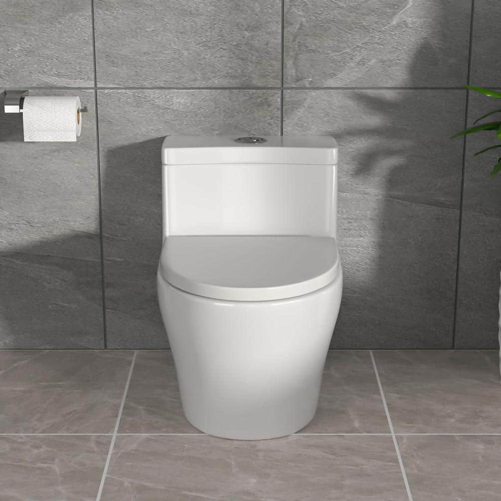 One-Piece White Ceramic Toilet, Cyclone Dual Flush 1.1/1.6 GPF Water Saving, Compact Bathroom Toilet, 12 Inch Rough-In price history on PriceWatchPro