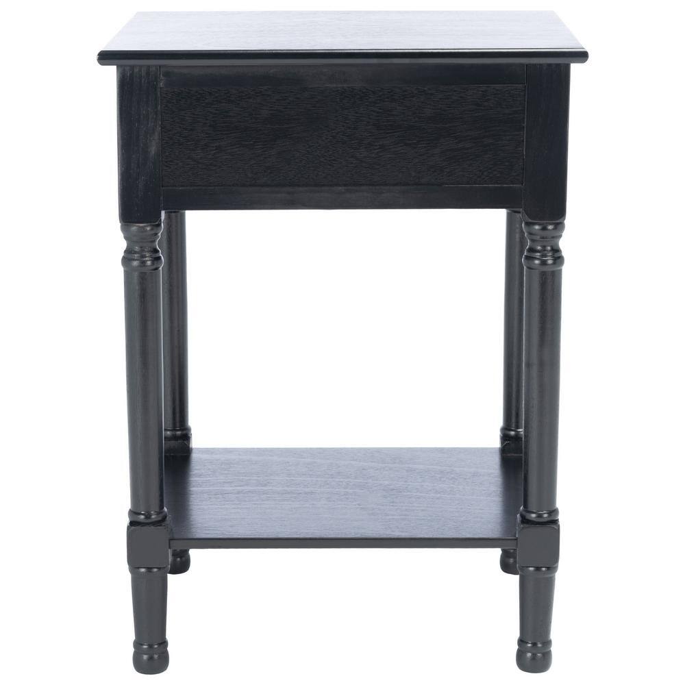 Halton Black Wood 22" Rectangular Accent Table with Storage