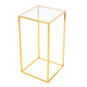 23.6 in. Tall in.door/Outdoor Gold Metal Plant Stand with Acrylic Plate (1-tiered)