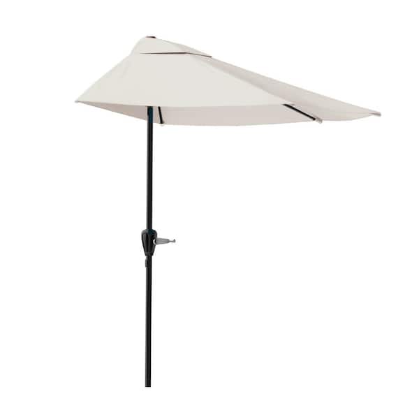 Unbranded 9 ft. Steel Market Half Patio Umbrella in Tan