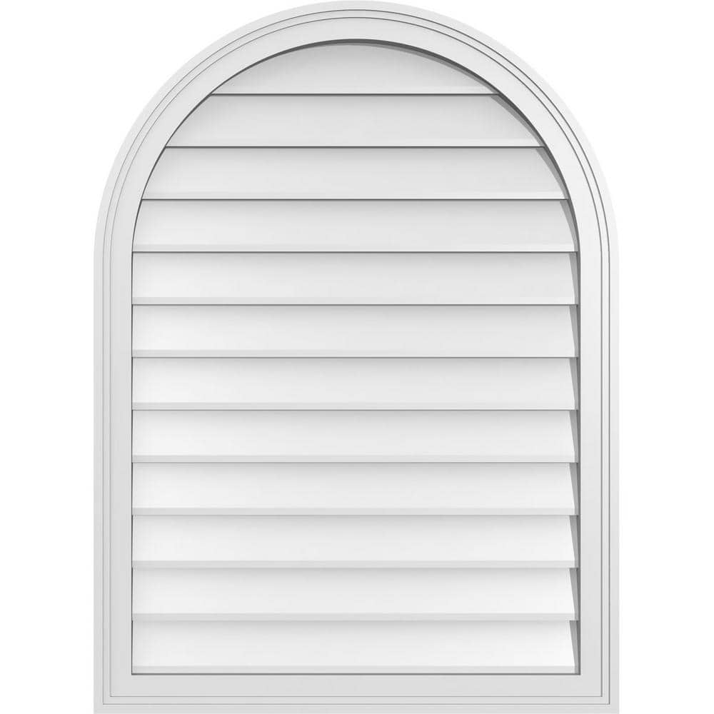 28 in. x 38 in. Round Top White PVC Paintable Gable Louver Vent Non-Functional price history on PriceWatchPro