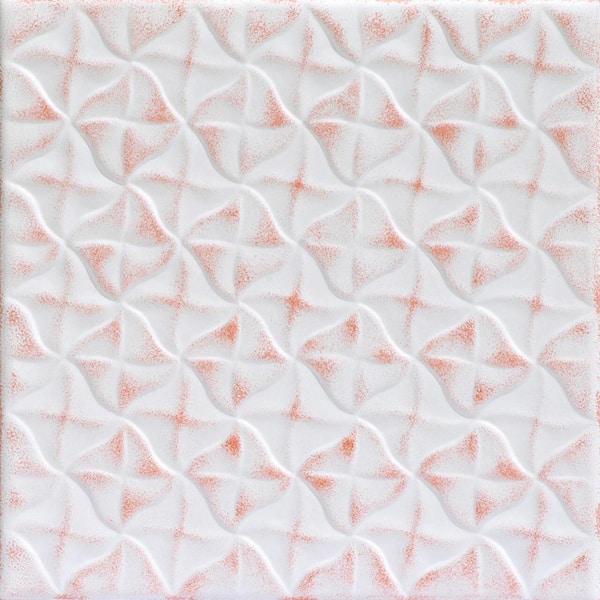 A La Maison Ceilings Granny's Pinwheel Quilt White Washed Copper 1.6 ft. x 1.6 ft. Decorative Foam Glue Up Ceiling Tile (21.6 sq. ft./case)