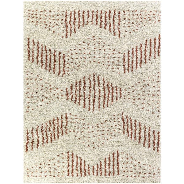 BALTA Kalpana White/Orange 8 ft. x 10 ft. Striped Area Rug