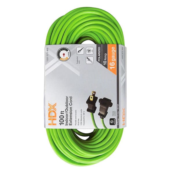 120 FT Outdoor Extension Cord Waterproof,16/2 Flexible Cold Weather Power  Cord 2 Prong, 10A 16AWG SJTW, Lime Green, ETL Listed HUANCHAIN 120FT 16/2  Extension Cord Green