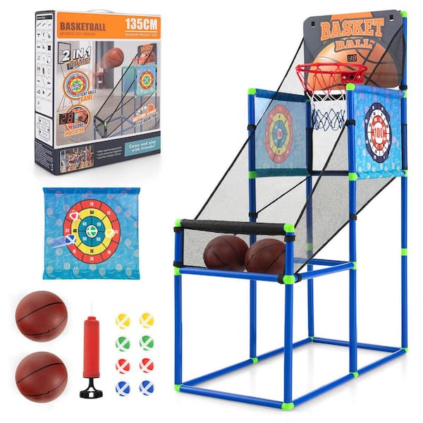 Costway 2-in-1 Kids Basketball Arcade and Sticky Balls Game with Electronic Scoreboard Sound