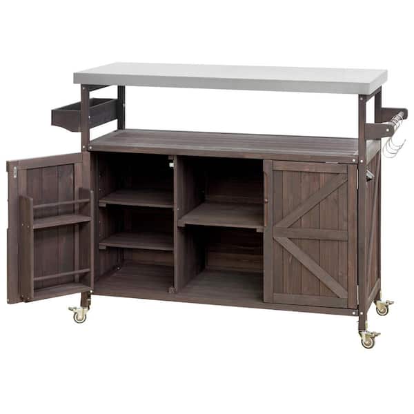 COWLOWN 50.25 in. W x 18.5 in. D x 36.25 in. H Bathroom Dark Brown Linen Cabinet