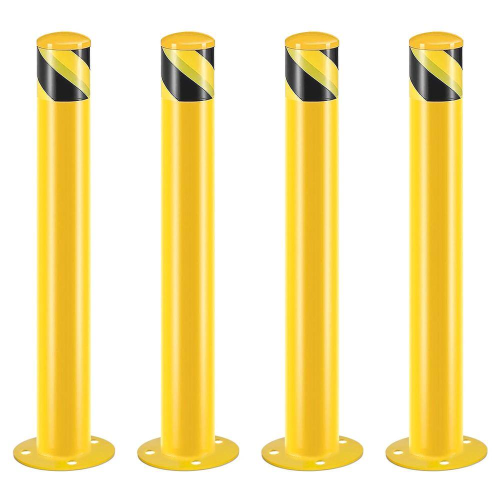 36 in. x 3.5 in. Yellow Powder Coated Steel Safety Bollard Post Parking Post with Anchor Bolts (4-Pieces) price history on PriceWatchPro