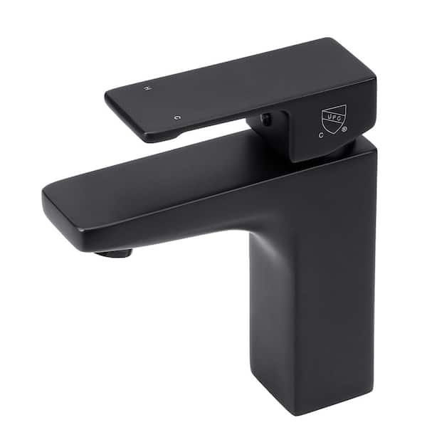 Toject Single-Handle Single Hole Bathroom Faucet in Matte Black