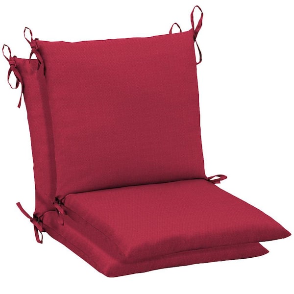 Arden Chili Red Solid Mid Back Outdoor Chair Cushion (2-Pack)-DISCONTINUED