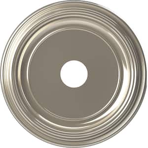 Traditional 19 in. O.D. x 3-1/2 in. I.D. x 1-1/2 in. P Thermoformed PVC Ceiling Medallion Bright Coat Chrome