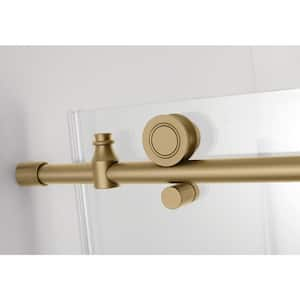 Coraline XL 56 - 60 in. x 80 in. Frameless Sliding Shower Door with StarCast Clear Glass in Brushed Gold Right Hand