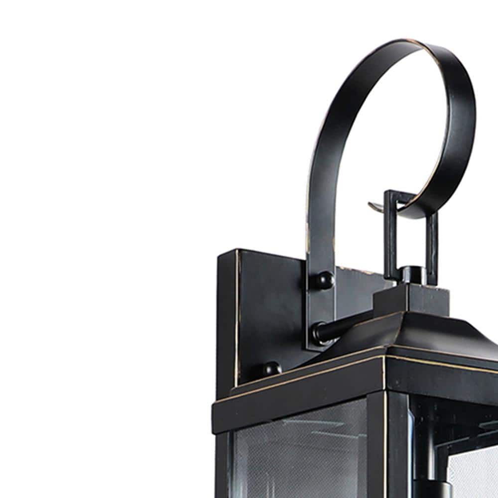 Imperial Black Steel Outdoor Wall Lantern with Clear Glass Panels
