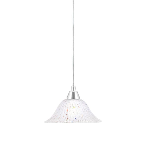 Bryson 100-Watt 1-Light Chrome Shaded Pendant Light Mini Pendant with 10 in. Frosted Glass Shade, No Bulb Included