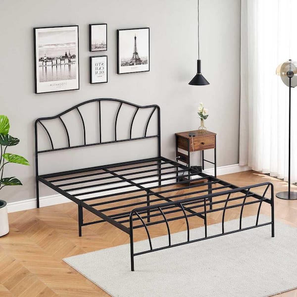 Couscous onbekend kans Idealhouse Black Queen Metal Platform Bed Frame with Storage IH-0XCTXNSR -  The Home Depot