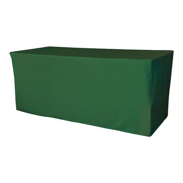 72 in. L x 30 in. W x 30 in. H Emerald Green Polyester Poplin Fitted Tablecloth