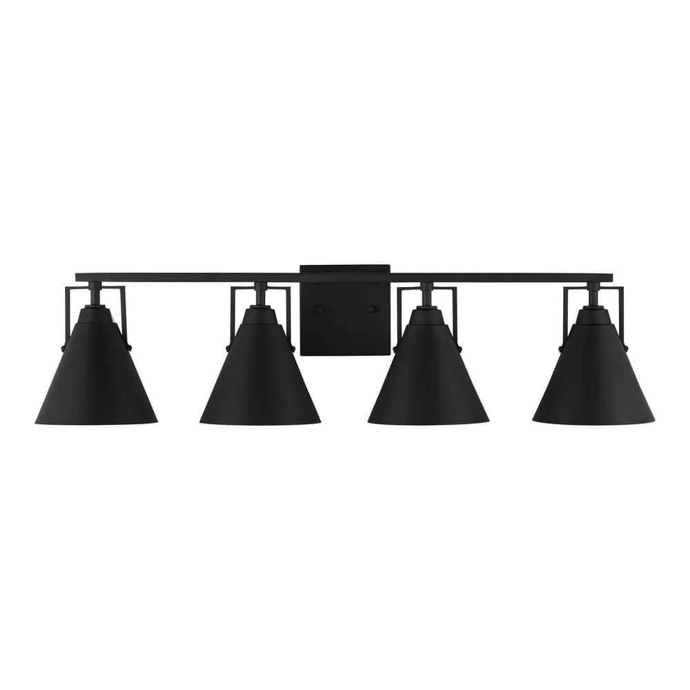 Home Decorators Insdale Matte Black Bathroom Vanity Light w/Black Metal Shades