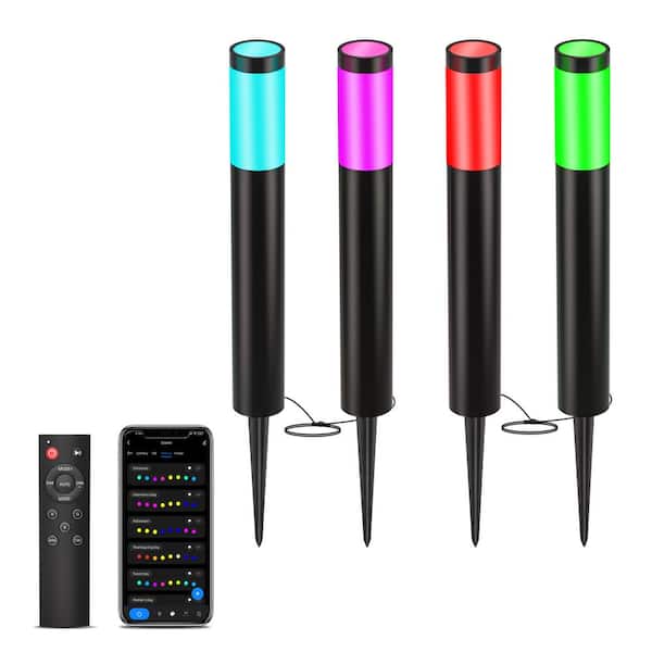 BICIK Black Outdoor RGB Low Voltage Integrated LED Smart Wi-Fi Weather Resistant Path Light (4-pack)