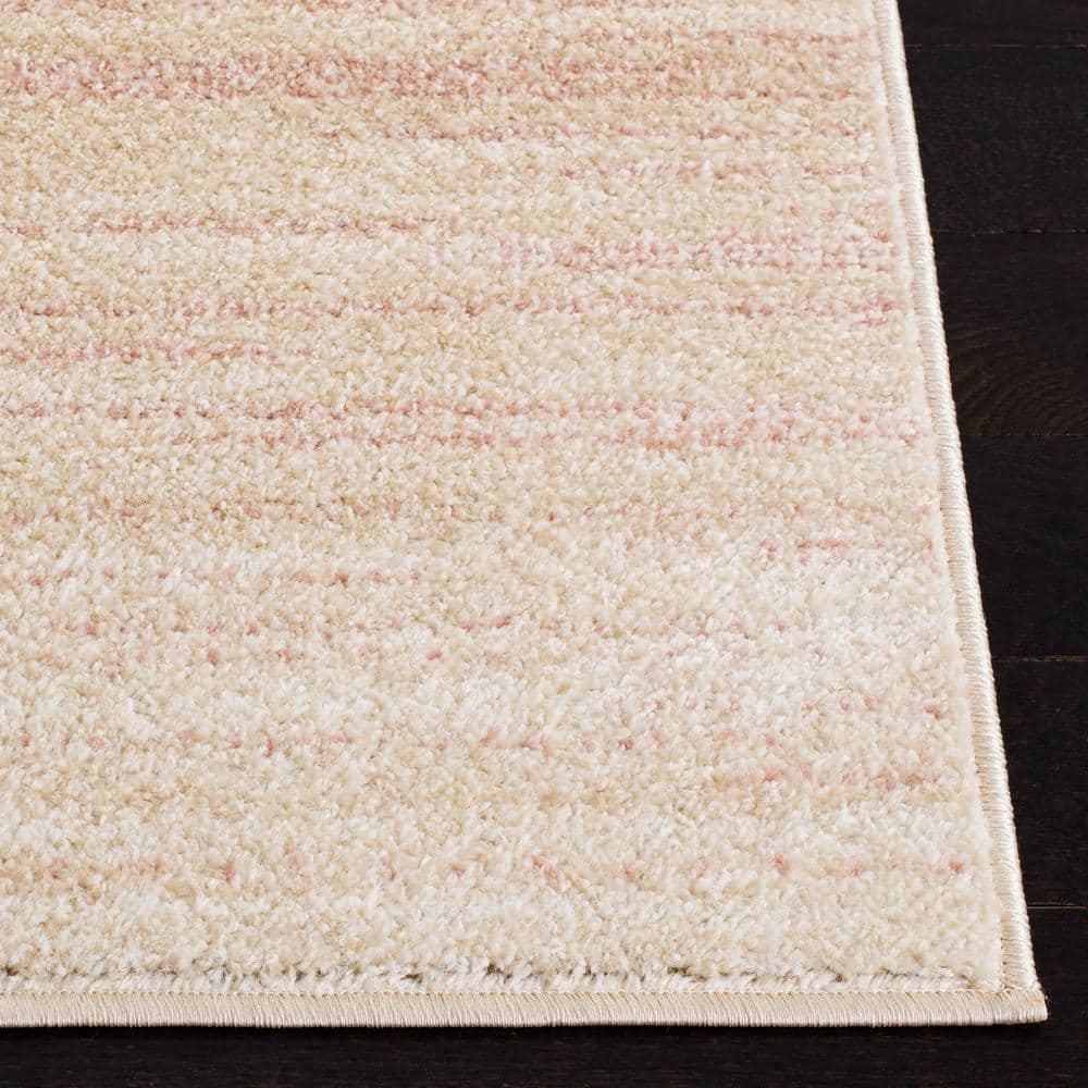 Adirondack Pink and Ivory 6' Square Synthetic Area Rug