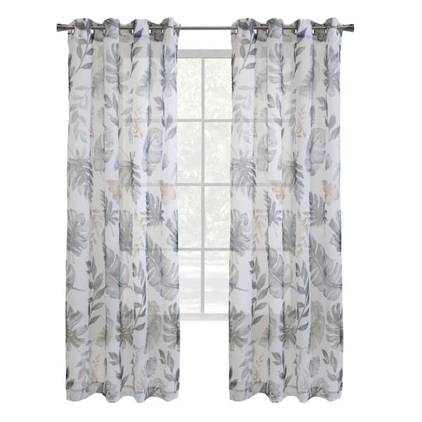 Habitat Alba Taupe Polyester Voile 52 in. W x 95 in. L Grommet Indoor Sheer Curtain (Single Panel)