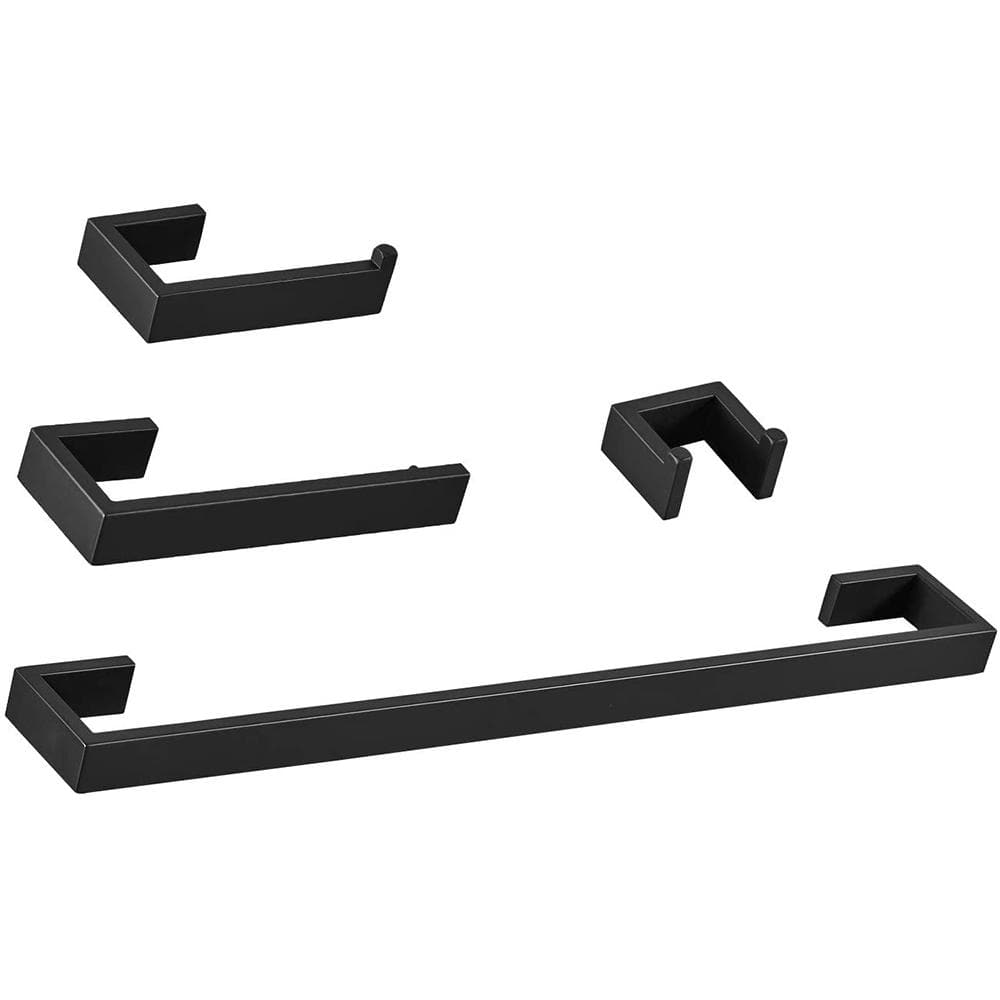 4-Piece Bath Hardware Set with Towel Ring Toilet Paper Holder Towel Hook and 24 in. Towel Bar in Matte Black price history on PriceWatchPro