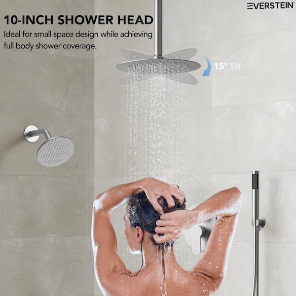 EVERSTEIN 3-Spray Patterns Round Fixed Shower Head 10 and 6 in