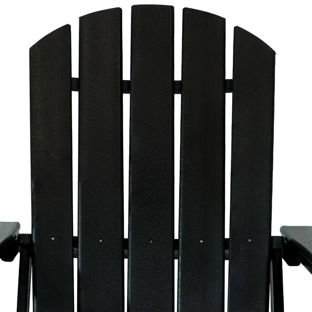 Black HDPE Outdoor Adirondack Chair with Cup Holder