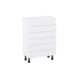 Mancos Bright White Shaker Assembled Shallow Base Kitchen Cabinet with 6-Drawers (24 in. W x 34.5 in. H x 14 in. D)