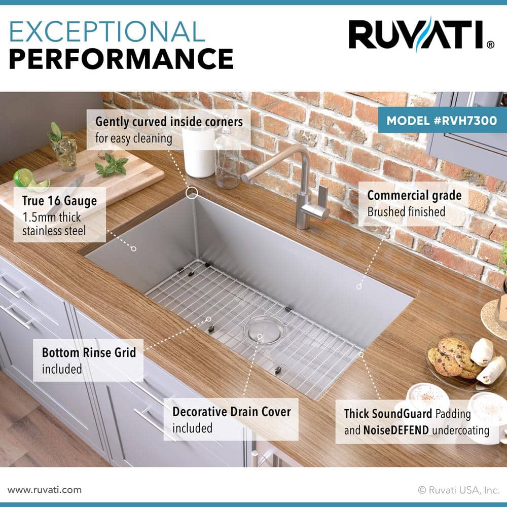 Ruvati 30-inch Stainless Steel Single Bowl Drop-in Kitchen Sink