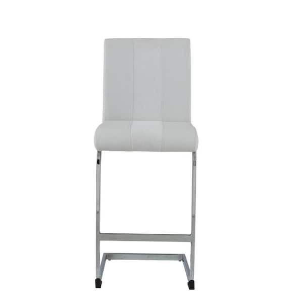 HomeRoots 26 in. White Low Back Metal Counter Height Bar Chair with Wood Seat Set of 4