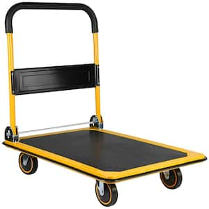 660 lbs. Capacity Platform Foldable Hand Truck, Steel Frame Push Heavy-Duty Rolling Dolly, Moving Carts in Yellow