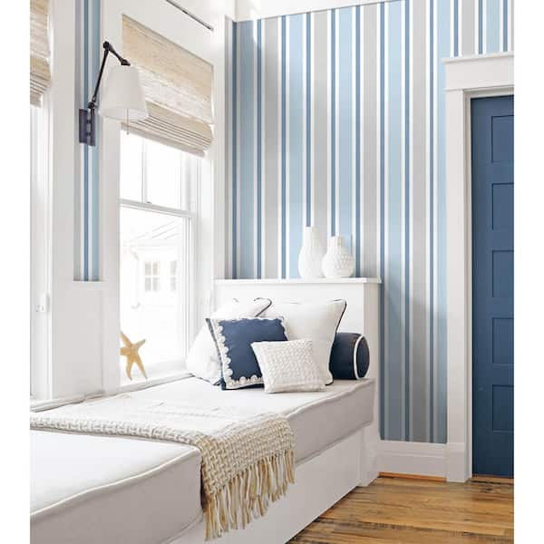 Linen Cut Stripe Coastal Peel and Stick Wallpaper 30.75 sq. ft.