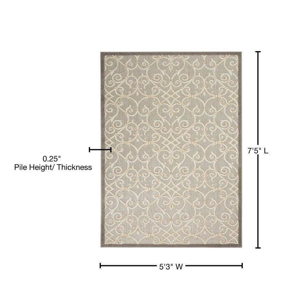 Aloha 5'3" x 7'5" Natural Polypropylene Flat Woven Outdoor Rug