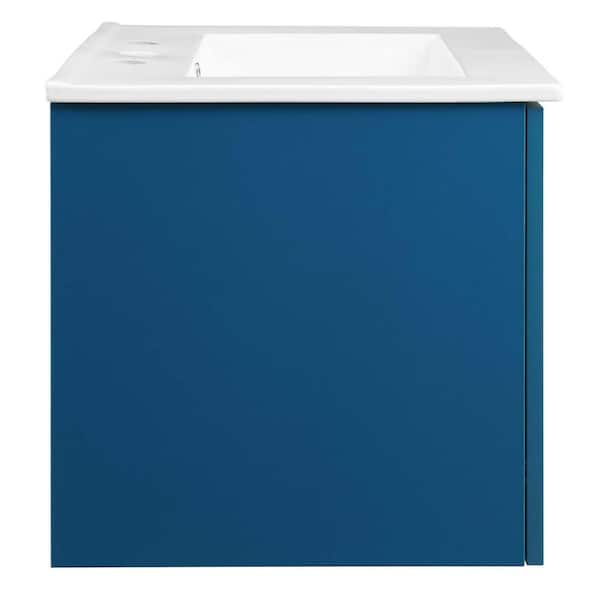 Maybelle 24.5 in. W x 18.5 in. D x 24 in. H Vanity in Navy with White Ceramic Top
