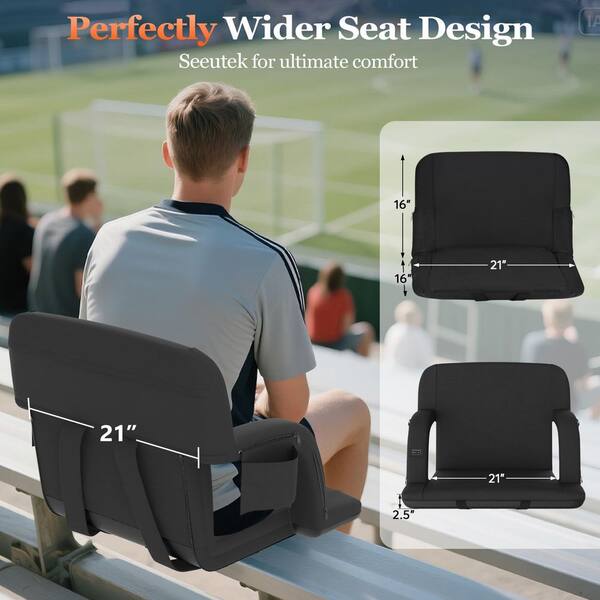 SEEUTEK Heated Stadium Seat, Dual-Zone Heating, 6-Position Recline