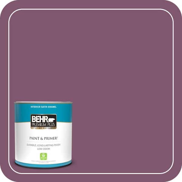 BEHR PREMIUM PLUS 1 qt. #M110-7 Euphoric Magenta Satin Enamel Low Odor Interior Paint & Primer