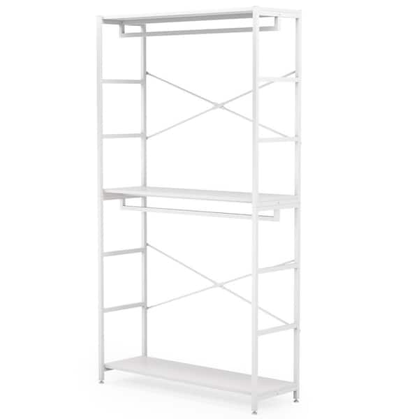 URTR White Clothing Garment Rack with Shelves, Metal Cloth Hanger Rack  Stand Clothes Drying Rack for Hanging Clothes T-01311-WH - The Home Depot